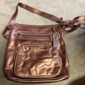 Giani Bernini Metallic Brown Checkered Interior Bag